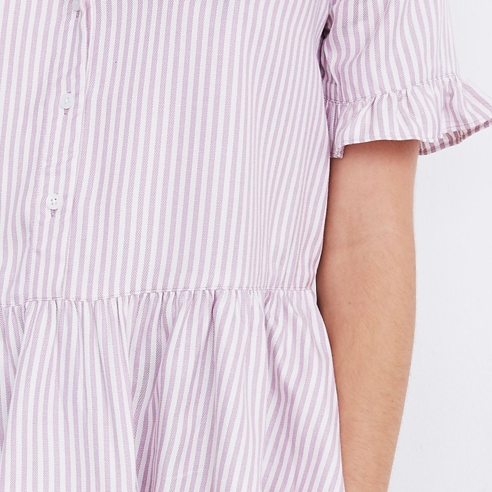 (A53) Madewell Studio Ruffle Hem Lavender Stripe Top Women's, Size Medium - Picture 3 of 11
